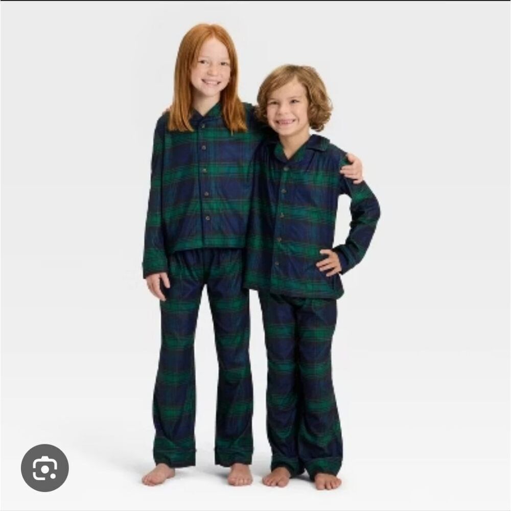 Wondershop at Target Unisex Boy Girl 2pc Family Sleep Set Green Blue Plaid NEW
